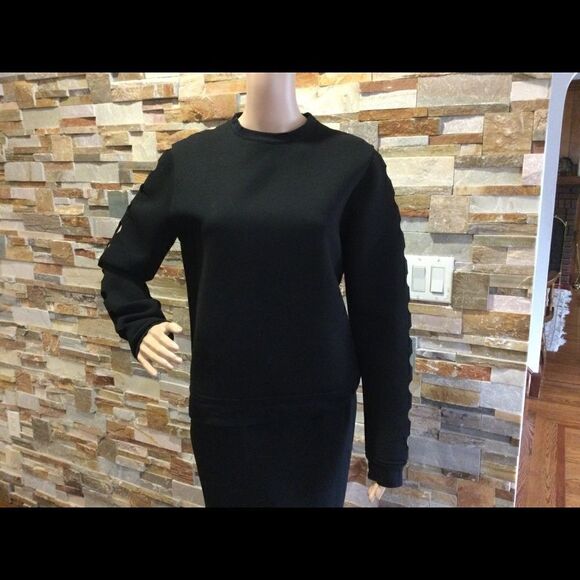 OPENING CEREMONY Black Cutout Sleeve Sweatshirt - Picture 1 of 7